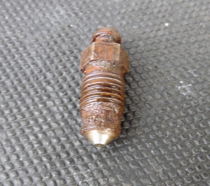 Brake caliper bleeder screw rusty and plugged
